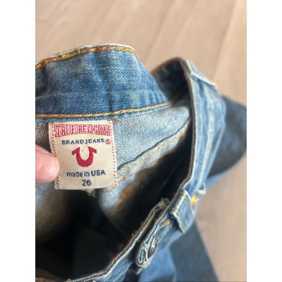 True Religion Y2K Distressed Grunge Stitch Joey Flare Jeans size 26 - Picture 5 of 10